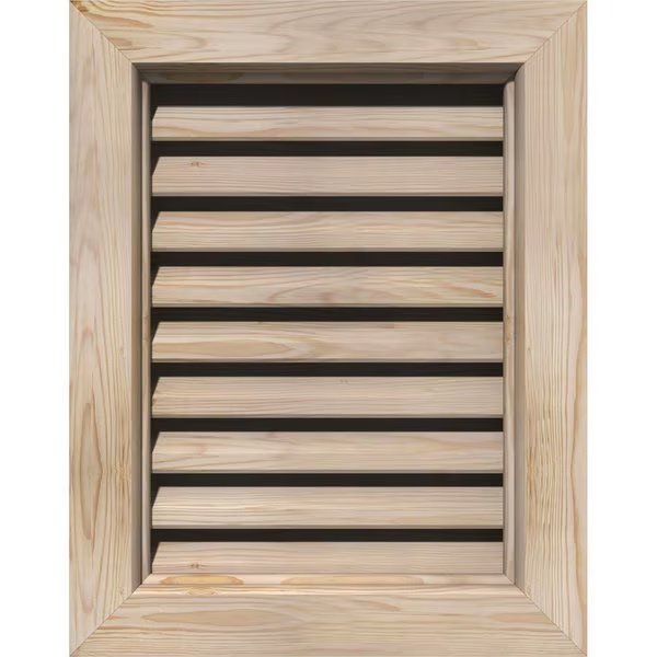 Vertical Gable Vent Unfinished, Functional, Pine Gable Vent w/ Brick Mould Face Frame, 32